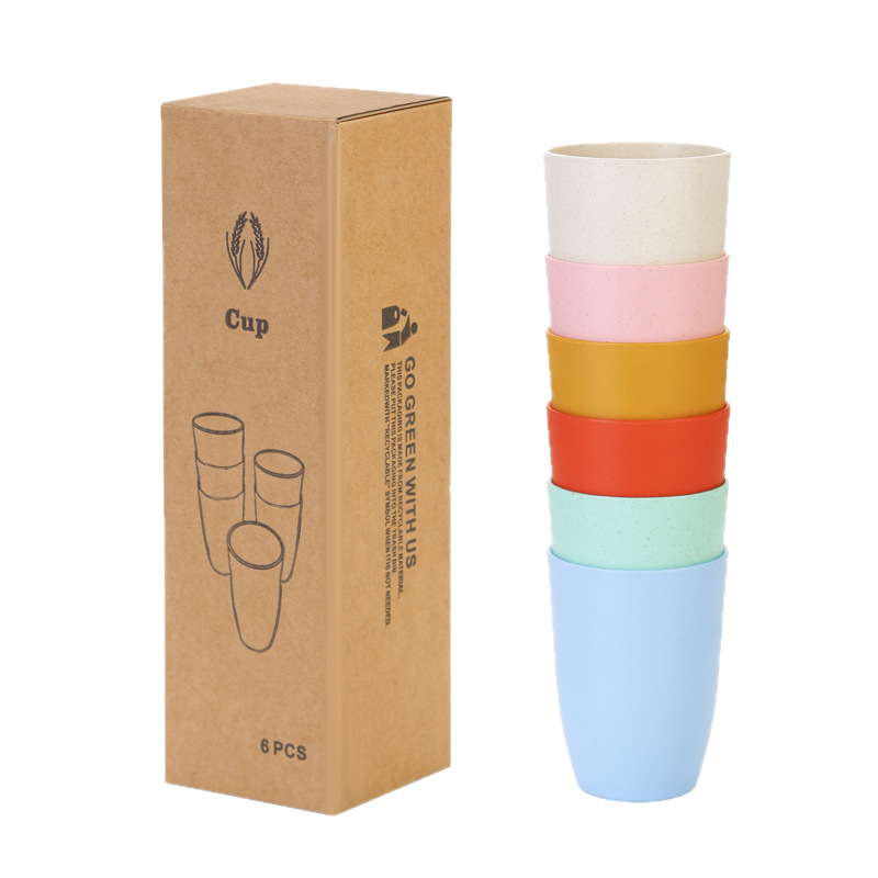 Reusable Straw - Kubki z włókna pszenicznego, 6 sztuk,